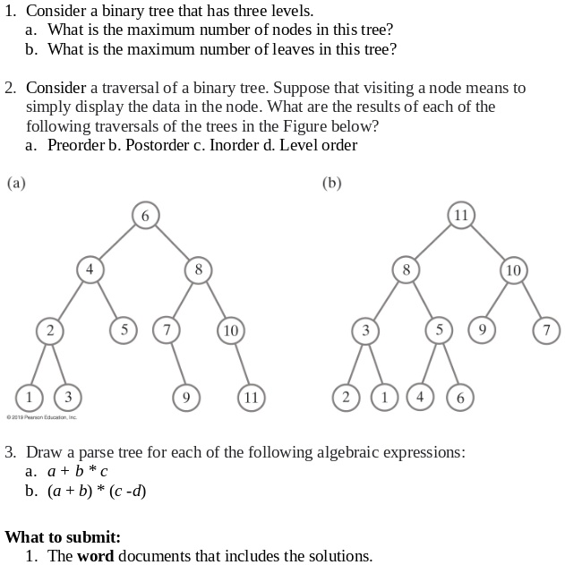 SOLVED: Consider a binary tree that has three levels. What is the ...