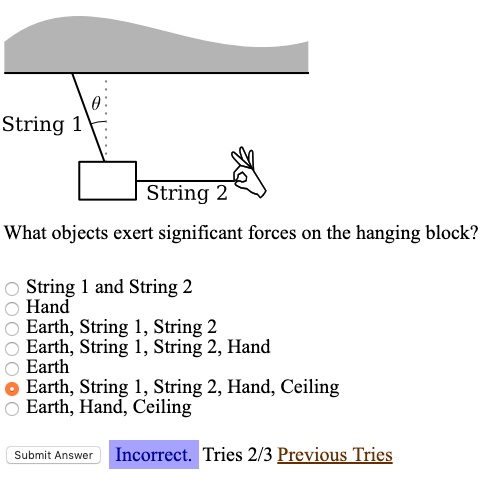 String 1 ? String 2 What objects exert significant forces on...