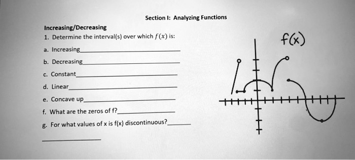 SOLVED: Section Analyzing Functions Increasing/Decreasing Determine the ...