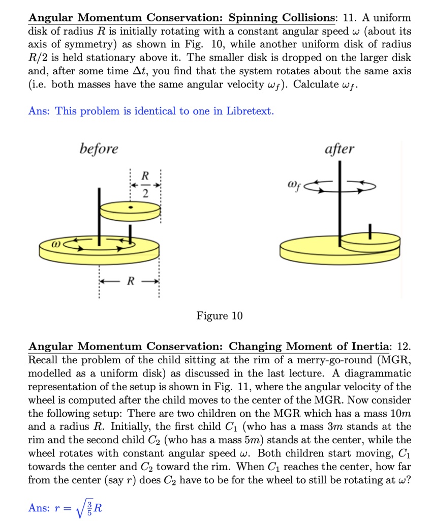 Angular Momentum Conservation Spinning Collisions 11 A Uniform Disk Angular Momentum Conservation Spinning Collisions 11 A Uniform Disk