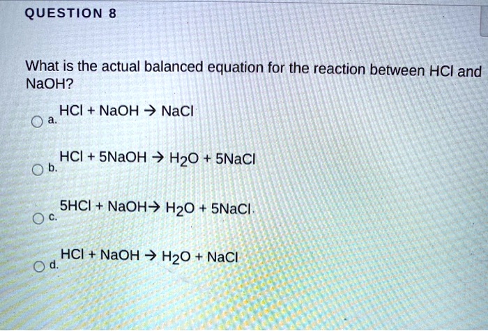 SOLVED: What is the actual balanced equation for the reaction between ...
