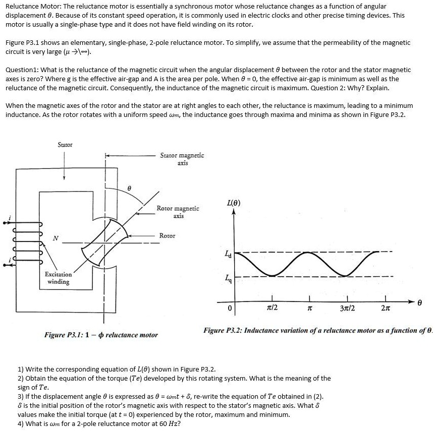 SOLVED: Reluctance Motor The reluctance motor is essentially a ...