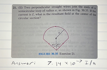 Two Perpendicular Radii Example 21. (II) Two perpendicular straight wires join the ends of a ...
