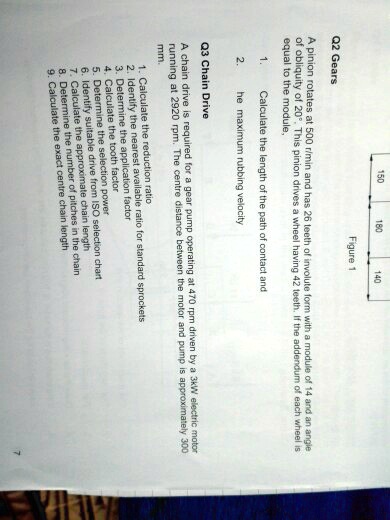 SOLVED: Tm. Q3 Chain Drive 2 equal to the module, Q2 Gears Calculate ...