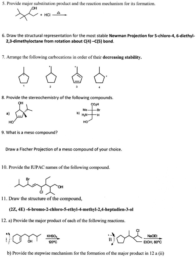 SOLVED:5 . Provide major substitution product and the reaction ...