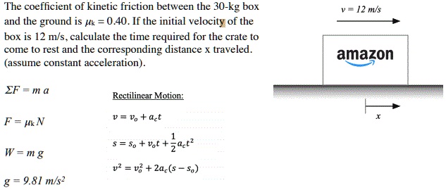 SOLVED: The coefficient of kinetic friction between the 30-kg box and ...