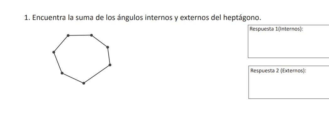 1 encuentra la suma de los angulos internos y externos del heptagono