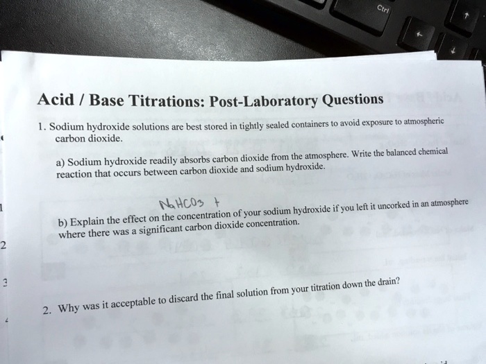 SOLVED AcidBase Titrations PostLaboratory Questions 1. Sodium