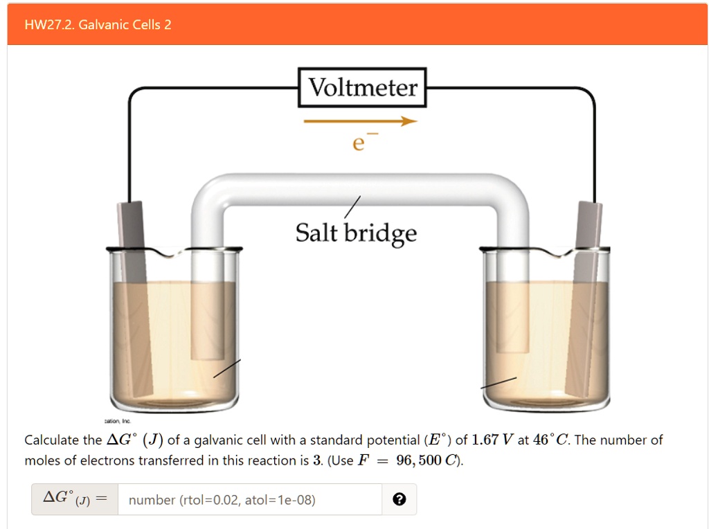 SOLVED HW27.2 Galvanic Cells 2 Voltmeter and Salt Bridge Calculate