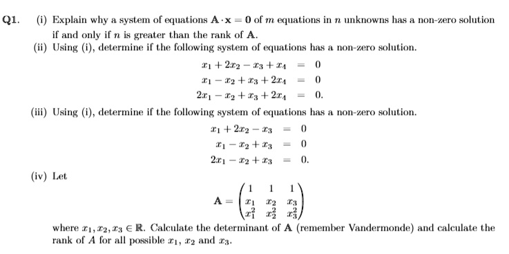 SOLVED:Q1_ Explain why system o equations A-x 0 o m equations in ...