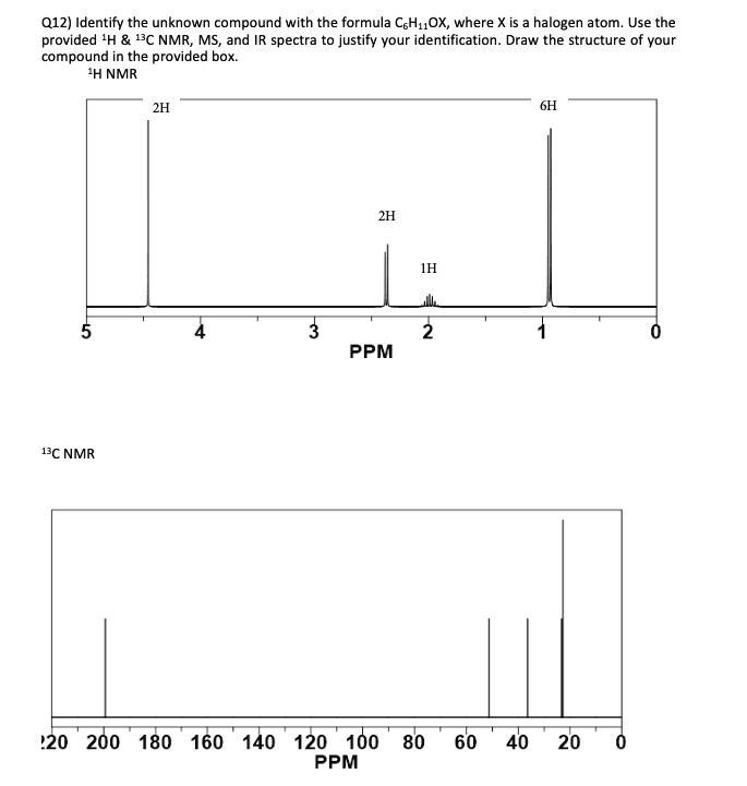 SOLVED: Q12) Identify the unknown compound with the formula CsHX; where ...
