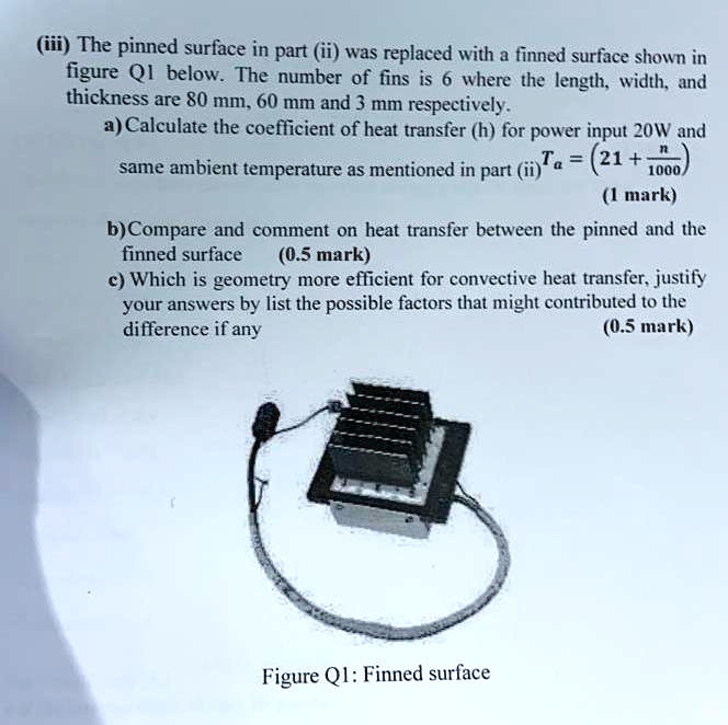 SOLVED: The pinned surface in part (ii) was replaced with a finned ...