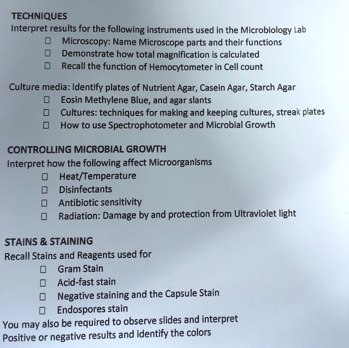 SOLVED TECHNIQUES Interpret results for the following instruments used