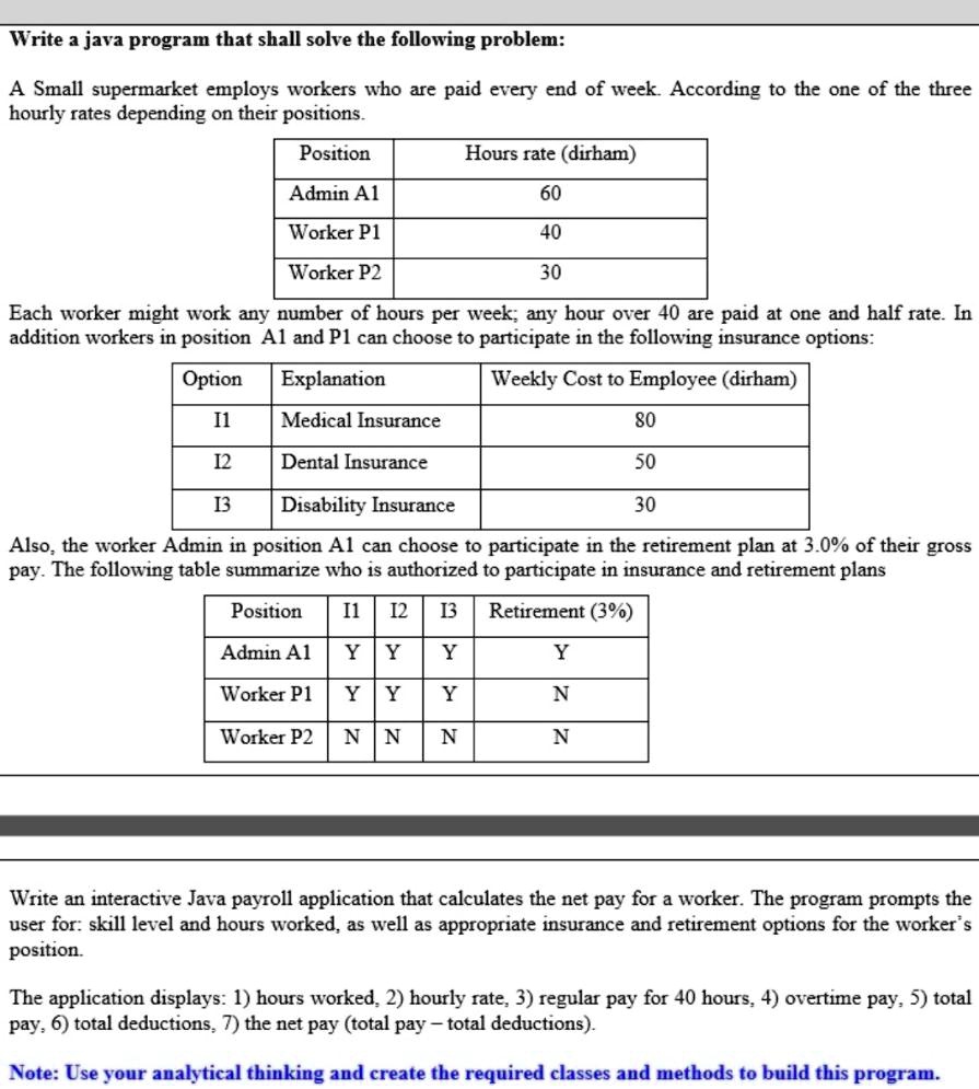 SOLVED Write a java program that shall solve the following problem A