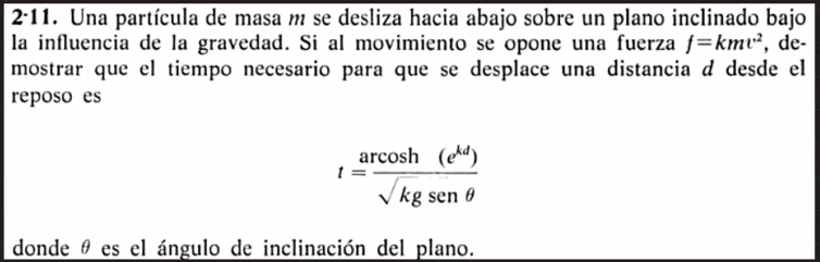 SOLVED: 2-11. Una partícula de masa m se desliza hacia abajo sobre un ...