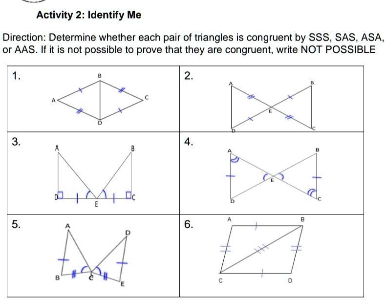 Solved Activity 2 Identify Medirection Determine Whether Each Pair Of Triangles Is Congruent 2205