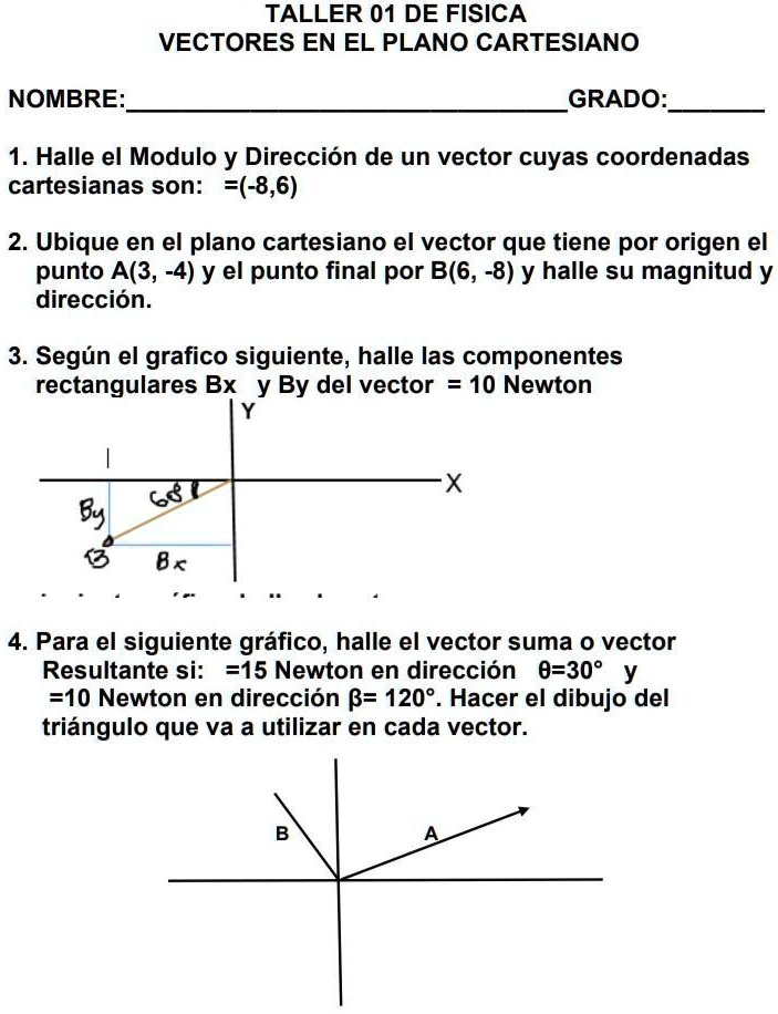 Doy Coronita Al Que Me Ayude TALLER 01 DE FISICA VECTORES EN EL PLANO ...