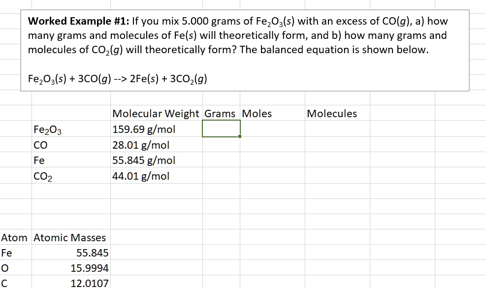 SOLVED: Worked Example #1: If you mix 5.000 grams of FeCO3(s) with an ...