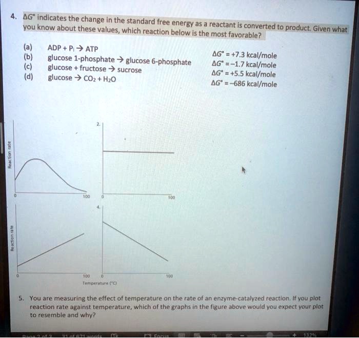 Reaction rate Reaction rate 0 4. ?G indicates the change in the ...