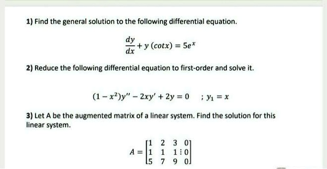 1 Find The General Solution To The Following Differen Itprospt