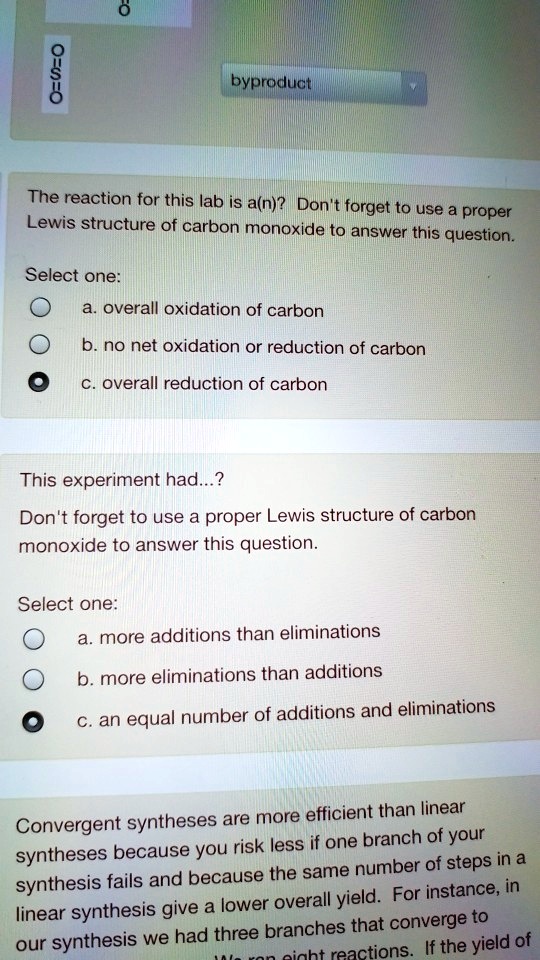 SOLVED: 8 Byproducti The Reaction For This Lab Is A(n)? Dont Forget To ...