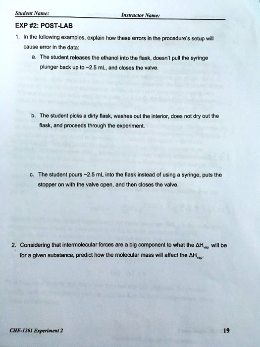 Lab Protocol Wrong Example SOLVED: EXP #2: POST-LAB In the following examples, explain how these ...