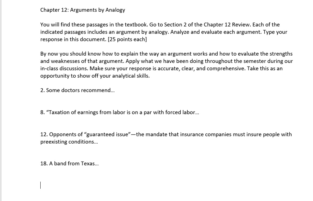 SOLVED: Critical Thinking. Please help. Chapter 12: Arguments by ...