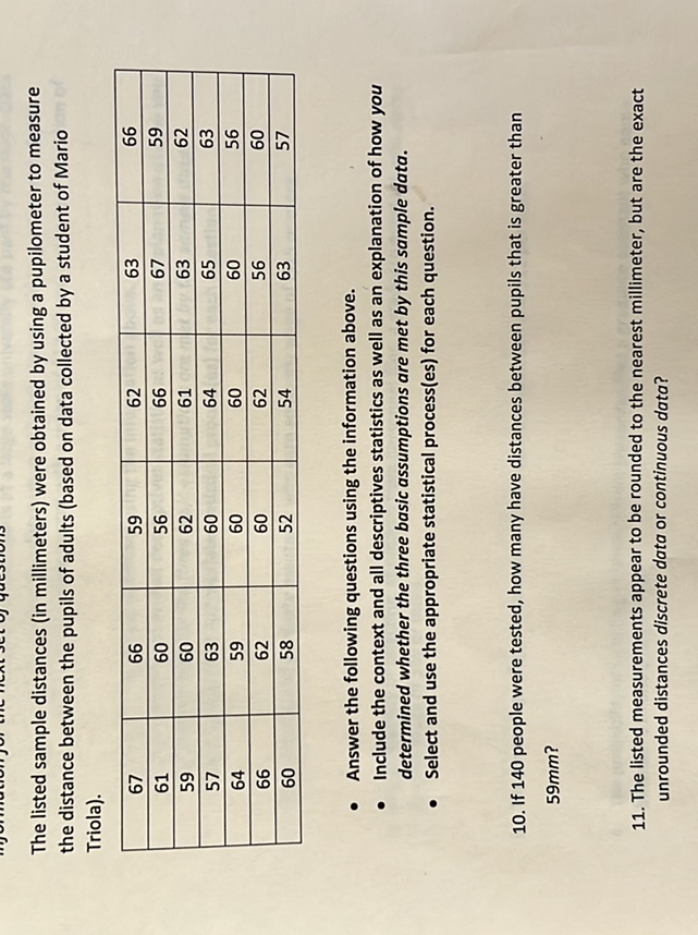SOLVED: The listed sample distances (in millimeters) were obtained by ...