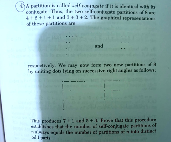 SOLVED A partition is called selfconjugate if it is identical with