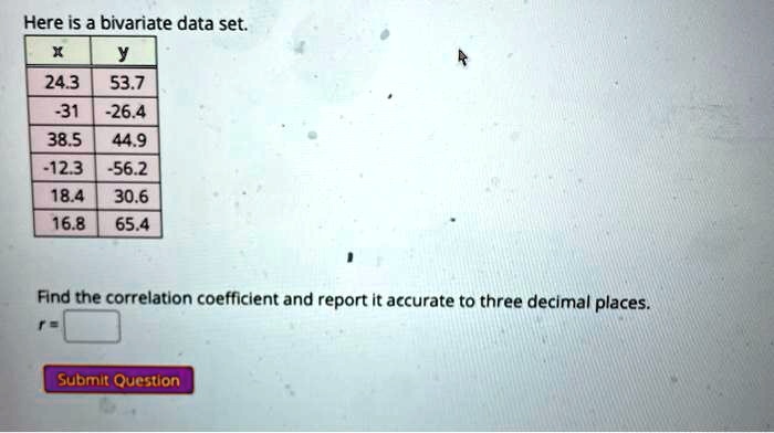 Video Solution: Here Is A Bivariate Data Set: 243, 53.7, 31, 26.4, 38.5 