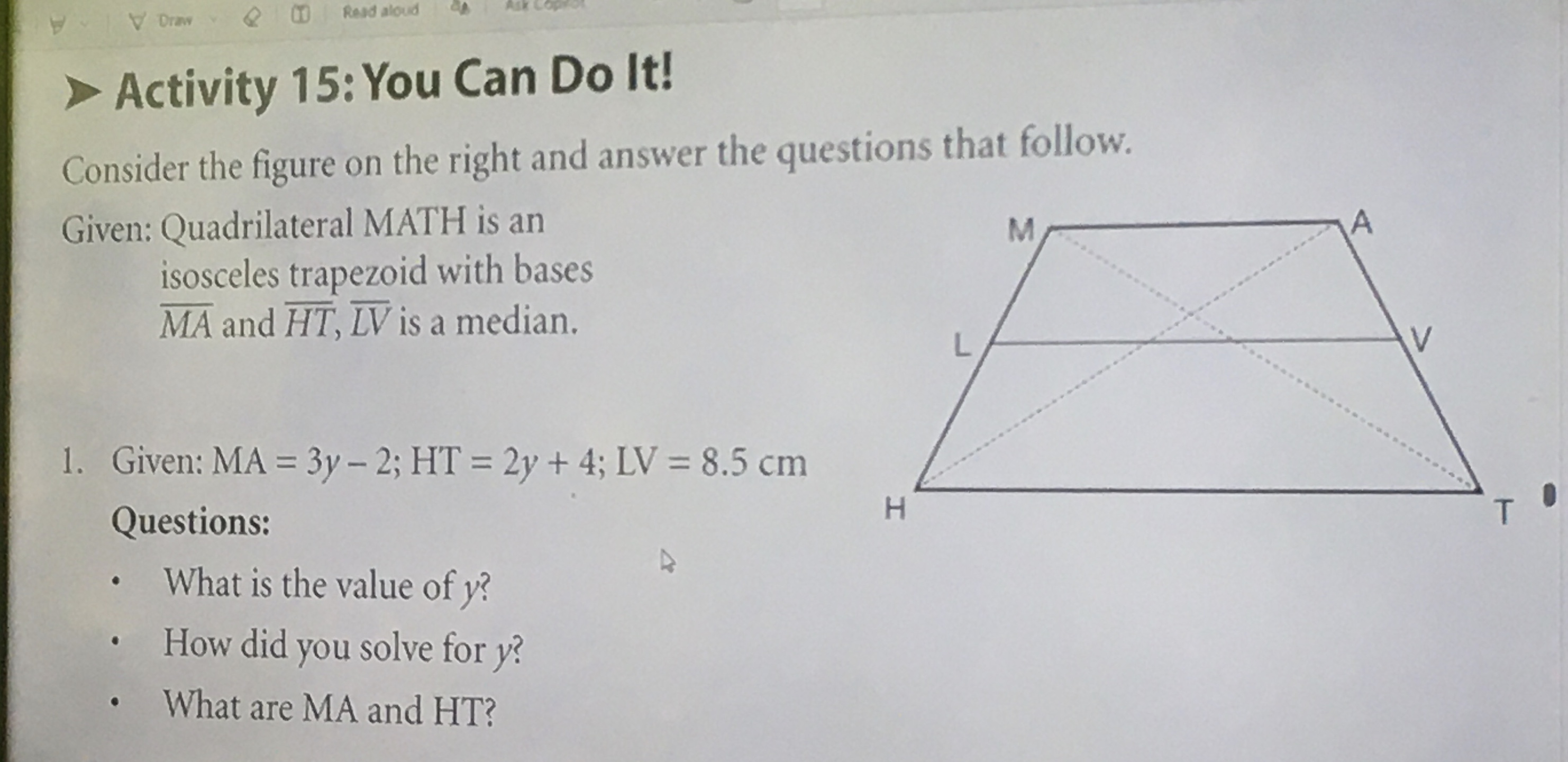 Base M SOLVED: Activity 15: You Can Do It! Consider the figure on the right ...