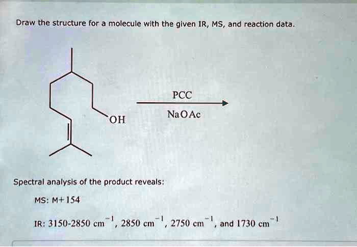 SOLVED: Draw the structure for a molecule with the given IR,MS and ...