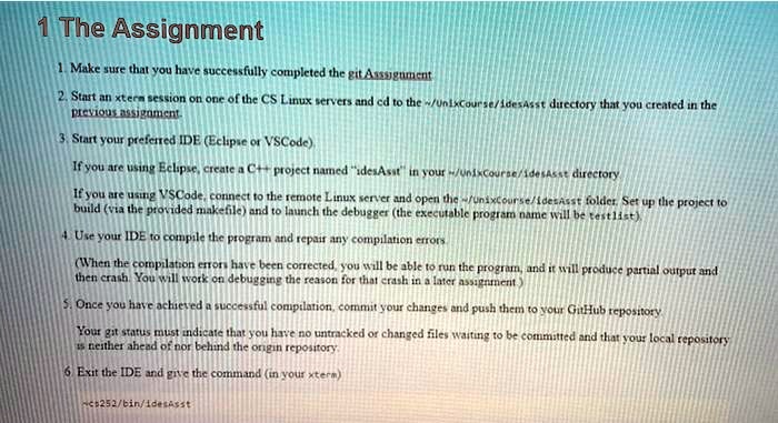 1 The Assignment 1. Make sure that you have successfully completed the ...