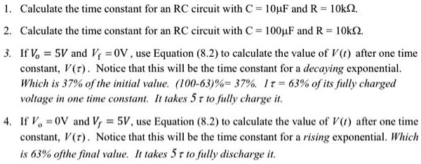 calculate the time constant for an rc circuit with c10uf and r10k 2 ...