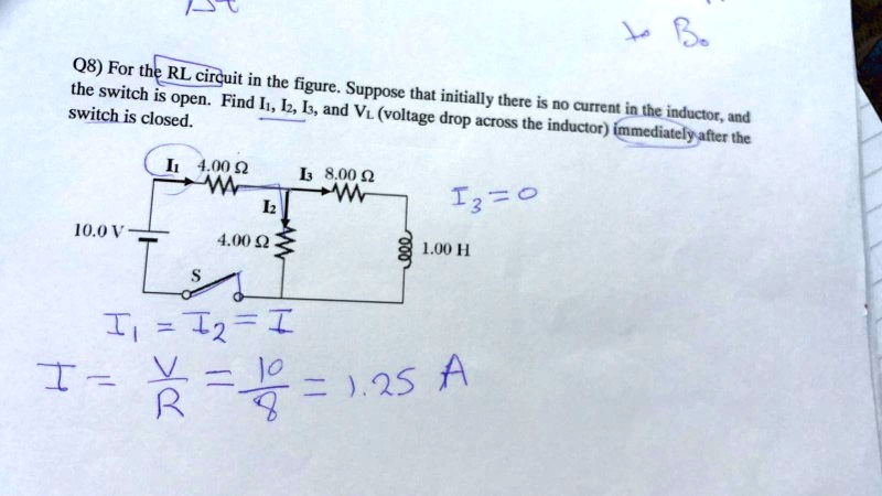 SOLVED: 08) For the RL circuit in the switch is the figure . Suppose ...