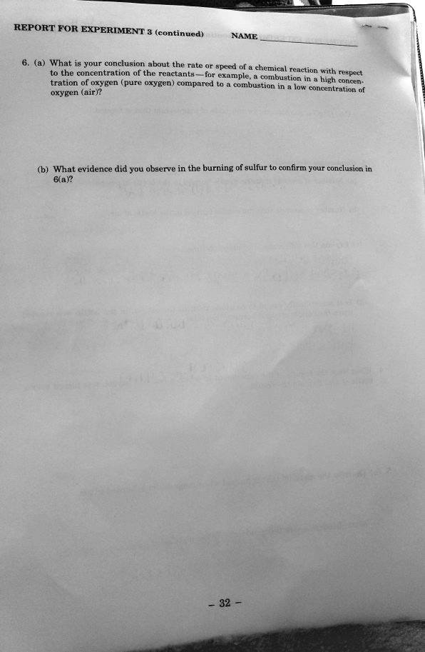 SOLVED REPORT FOR EXPERIMENT (continued) NAME What is your conclusion