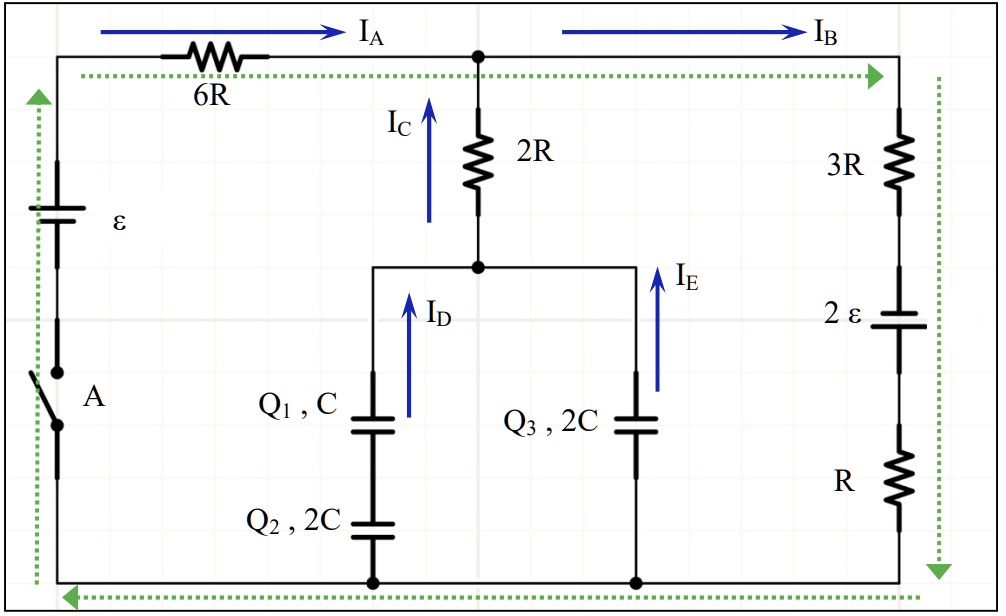 SOLVED: The circuit shown has been sitting with switch A open for a ...