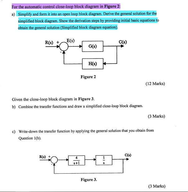 For the automatic control closed-loop block diagram in Figure 2: a ...