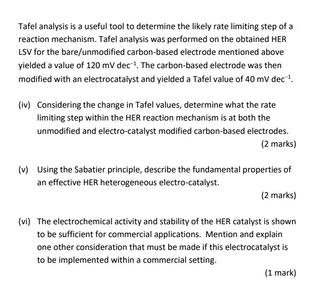 SOLVED Tafel analysis is a useful tool to determine the likely rate