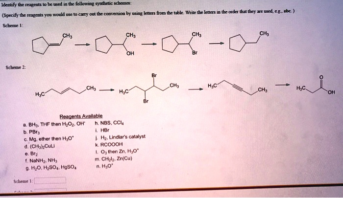 Abc Reagents Identify the reagents to be used in the following synthetic...