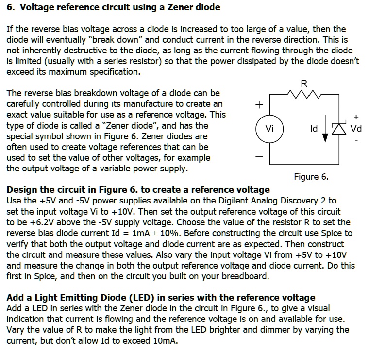 USE MULTISIM 6. Voltage reference circuit using a Zener diode If the