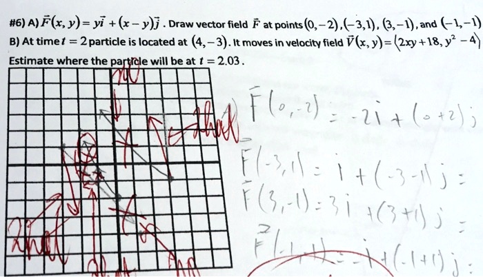 Solved 6 A Fg Y Yi J Draw Vector Field F At Points 0 2 3 1 3 1 And I B At Timet 2particle Is Located At 4 3 It Moves In Velocity Field V X Y 2xy 18 Y2