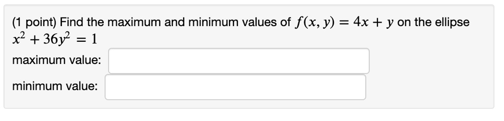 1 Point Find The Maximum And Minimum Values Of F X Itprospt
