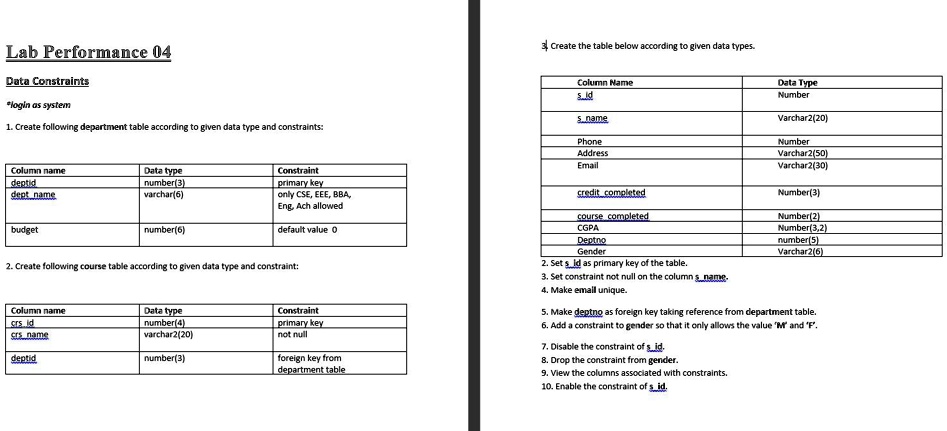 SOLVED: Text: Database SQL 1. Create the following department table ...