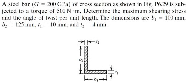 A steel bar (G = 200 GPa) of cross section as shown in Fig. P6.29 is ...
