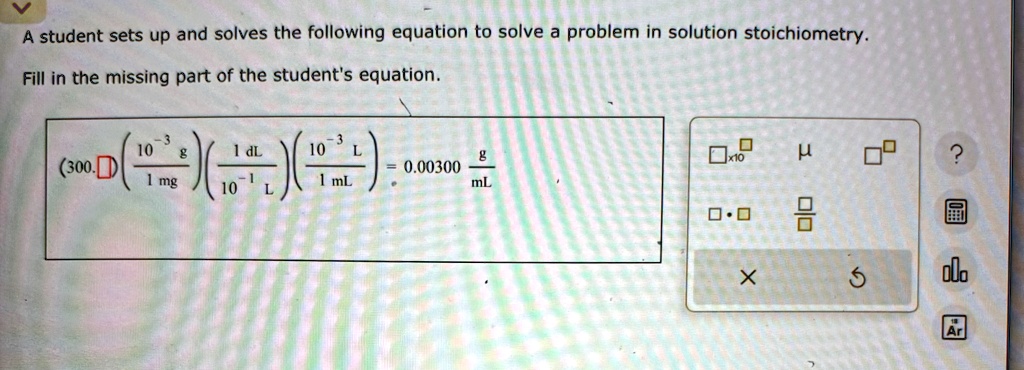 A student sets up and solves the following equation to solve a problem ...