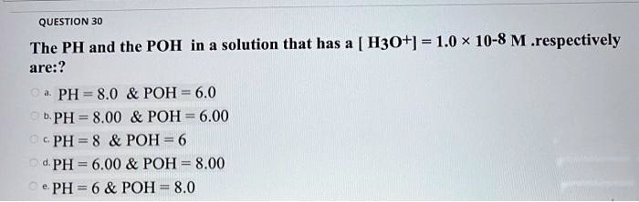 if the ph of a solution is 3.9 what is the poh