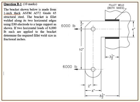 SOLVED: Question B-110 marks The bracket shown below is made from 1 ...