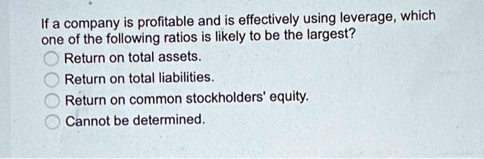 How To Know If A Company Is Profitable If a company is profitable and is effectively using leverage, which one