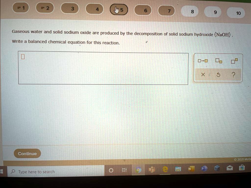 Solved Gaseous Water And Solid Sodium Oxide Are Produced By The